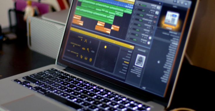 macbook gris écran garageband création de musique