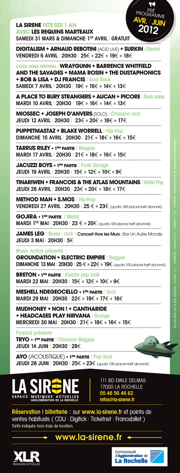 La-sirene Pre-Programmation La Sirène Avril-Juin 2012